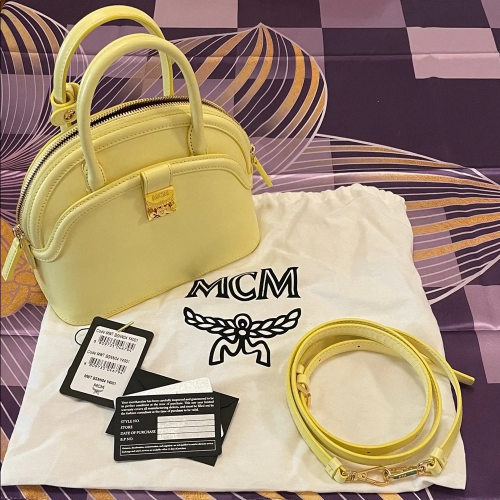 MCM Anna Mini Tote in Limelight - Picture 2 of 11